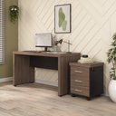 Ver imagem 1 de Mesa Escritório Tamburato com Gaveteiro 3 Gavetas Tamburato Charuto/Preto