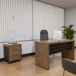 Mesa Escritório Tamburato com Gaveteiro 3 Gavetas Tamburato  Charuto/Preto - 15