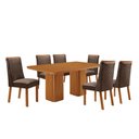 Ver imagem 1 de Mesa de Jantar Eloise Yasmin 180 cm Tampo MDF Canto Copo Laminado com 6 Cadeiras Moderna Mobília