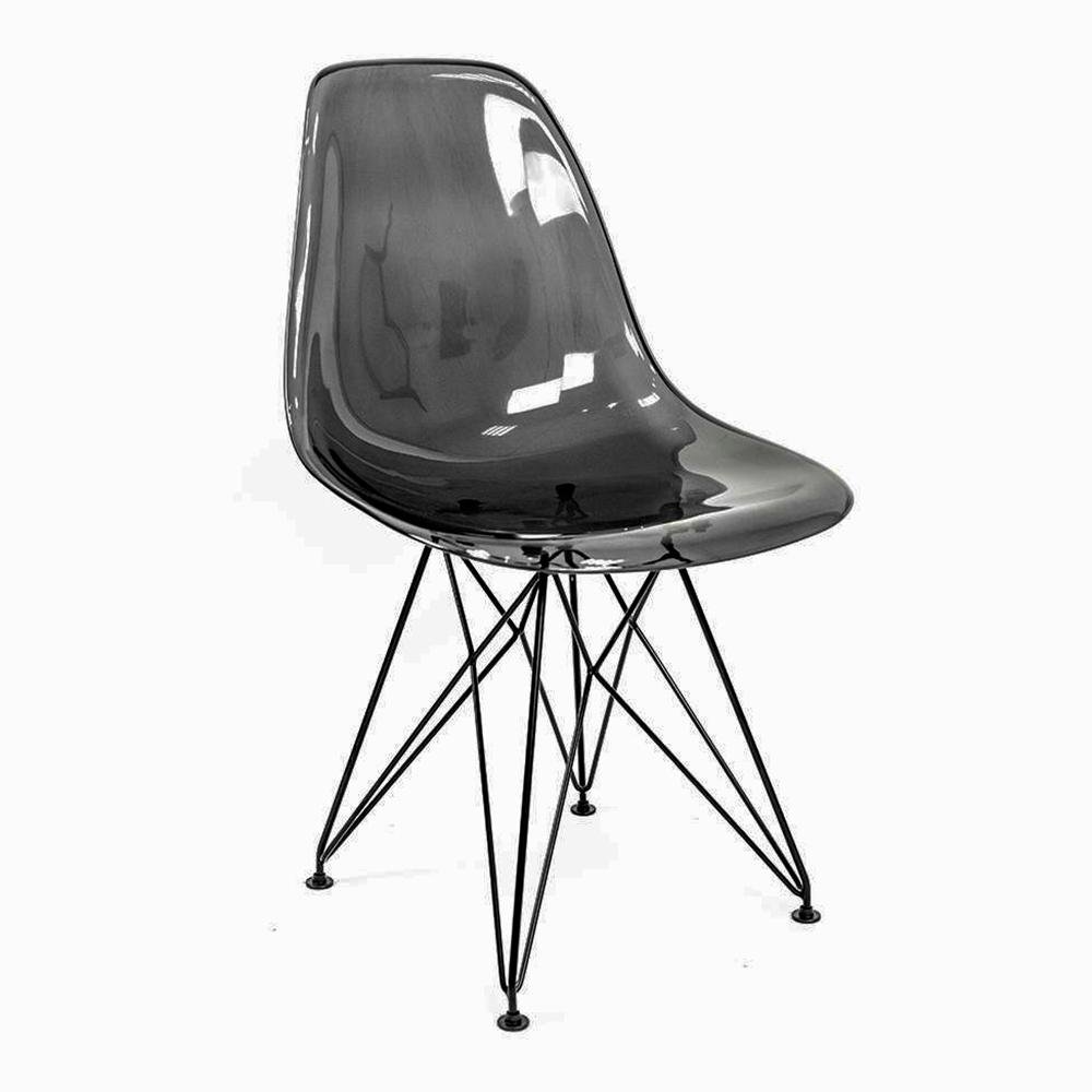 Cadeira Eames Fumê base preta sem braço Empório Tiffany - 4