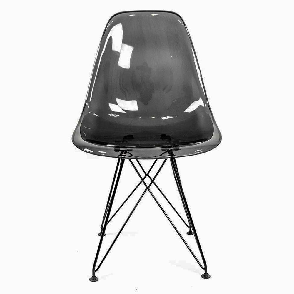 Cadeira Eames Fumê base preta sem braço Empório Tiffany - 1