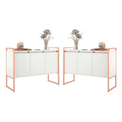 Aparador Buffet Estilo Industrial com Pés em Aço 2 Unidades