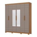 Ver imagem 2 de Guarda-Roupa Casal 2 Espelhos 6 Portas Flora Marrom/Cinamomo/Avelã