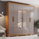 Ver imagem 1 de Guarda-Roupa Casal 2 Espelhos 6 Portas Flora Marrom/Cinamomo/Avelã