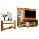 Ver imagem 1 de Estante Home Theater com Rodízios e Aparador Frizz Plus Cinamomo Off White – Madetec