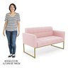 Sofá Namoradeira e 2 Poltronas Base Industrial Dourado Ana Suede Rosa Bebê - 4