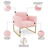 Sofá Namoradeira e 2 Poltronas Base Industrial Dourado Ana Suede Rosa Bebê - 5