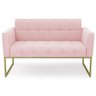 Sofá Namoradeira e 2 Poltronas Base Industrial Dourado Ana Suede Rosa Bebê - 2