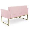Sofá Namoradeira e 2 Poltronas Base Industrial Dourado Ana Suede Rosa Bebê - 9