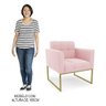 Sofá Namoradeira e 2 Poltronas Base Industrial Dourado Ana Suede Rosa Bebê - 3