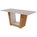 Ver imagem 1 de Mesa de Sala Jantar Apogeu Plus + Tampo Madeirado Vidro 170x90cm Rovere/amêndoa/off White - Lopas