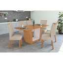 Ver imagem 7 de Mesa de Sala Jantar Apogeu Plus + Tampo Madeirado Vidro 170x90cm Rovere/amêndoa/off White - Lopas
