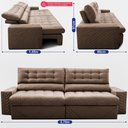 Ver imagem 3 de Sofá Retrátil e Reclinável 2,70m Molas Ensacadas Max Spring Velusoft Castor Cama Inbox