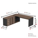 Ver imagem 4 de Mesa Balcão para Escritório com 4 Gavetas 189x75cm Preto/Walnut