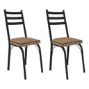 Ver imagem 1 de Kit 2 Cadeiras de Cozinha Luisiana Estampado Rattan Bege Pés de Ferro Preto - Pallazio