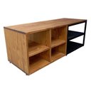 Ver imagem 3 de Rack Banco Sapateira Multiuso Industrial - Ferro em Preto e Madeira Cor Castanheira