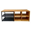Ver imagem 1 de Rack Banco Sapateira Multiuso Industrial - Ferro em Preto e Madeira Cor Castanheira