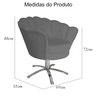 Poltrona Cadeira com Base Giratoria Cromado Pétala Suede Cinza - 5