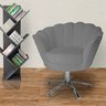 Poltrona Cadeira com Base Giratoria Cromado Pétala Suede Cinza - 4