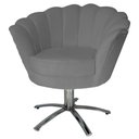 Ver imagem 1 de Poltrona Cadeira com Base Giratoria Cromado Pétala Suede Cinza