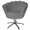 Poltrona Cadeira com Base Giratoria Cromado Pétala Suede Cinza - 1