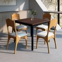 Ver imagem 1 de Mesa Cozinha e Refeitório 90cm x 90cm Pés Metal com 4 Cadeiras de Jantar Dalla Costa 100% MDF Casa