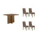 Ver imagem 1 de Conjunto: Mesa Sala Jantar Berlim Curvo 90cm + 4 Cadeiras Pietá Naturale - Corano Capuccino -