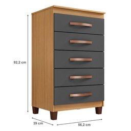 Guarda Roupa Casal Modena com Cômoda Cannes 5 Gavetas e Armário Multiuso Recife Carvalho Americano G - 7