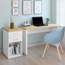 Ver imagem 1 de Conjunto Escritório Home Office 2 Peças com Escrivaninha e Gaveteiro Toq Olmo com Branco Artany