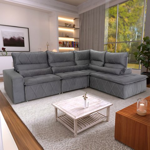 Conjunto Canto Amsterdam C/ Molas Retrátil Reclinável - King House