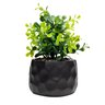 Cachepot de Cimento com Planta Artificial Prisma Preto 10cm X 29cm - 1