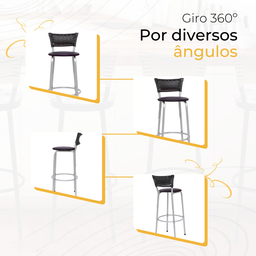 Kit 2 Banquetas Alta Banco para Balcão Junco Preto Àrea Gourmet Ilha Bancada bares Churrasqueira - 5
