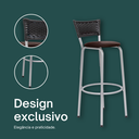 Ver imagem 4 de Kit 2 Banquetas Alta Banco para Balcão Junco Preto Àrea Gourmet Ilha Bancada bares Churrasqueira