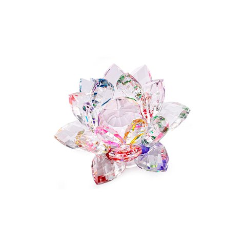 Enfeite Decoração de Cristal Vidro Flor de Lotus para Sala Quarto Cristaleira Grande 13cm:colorido