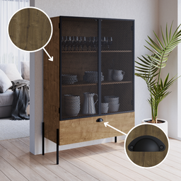 Cristaleira Industrial Retrô 2 Portas 1 Gaveta Madeira/Aço 93cm York - 5 Cristaleira Industrial Retrô 2 Portas 1 Gaveta Madeira/Aço 93cm York - 5