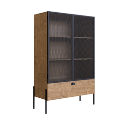 Cristaleira Industrial Retrô 2 Portas 1 Gaveta Madeira/Aço 93cm York - 2 Cristaleira Industrial Retrô 2 Portas 1 Gaveta Madeira/Aço 93cm York - 2