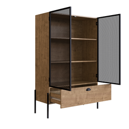 Cristaleira Industrial Retrô 2 Portas 1 Gaveta Madeira/Aço 93cm York - 6 Cristaleira Industrial Retrô 2 Portas 1 Gaveta Madeira/Aço 93cm York - 6