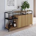 Ver imagem 1 de Buffet Aparador Bar Industrial Retrô 2 Portas 2 Nichos Madeira/Aço 135cm York