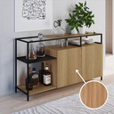 Ver imagem 4 de Buffet Aparador Bar Industrial Retrô 2 Portas 2 Nichos Madeira/Aço 135cm York Bege/Hanover/Preto