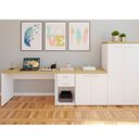 Ver imagem 2 de Kit Escritório 3 Peças Escrivaninhas, Armário Alto, Armário Baixo e Gaveteiro em Tamburato