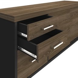 Conjunto Escritório com Mesa Diretor LD Balcão 2 Portas 3 Gavetas Tamburato Artany - 14