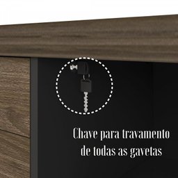 Conjunto Escritório com Mesa Diretor LD Balcão 2 Portas 3 Gavetas Tamburato Artany - 12