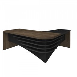 Kit 2 Peças com Mesa para Escritório Diretor em L em Tamburato e Armário Multiuso Baixo com 3 Gavetas 2 Portas - 3