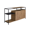 Ver imagem 3 de Buffet Aparador Bar Industrial Retrô 2 Portas 2 Nichos Madeira/Aço 135cm York Marrom/Vermont/Preto