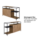 Ver mais imagens de Buffet Aparador Bar Industrial Retrô 2 Portas 2 Nichos Madeira/Aço 135cm York Marrom/Vermont/Preto
