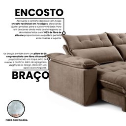 Sofá Retrátil e Reclinável Molas Ensacadas 2,10m Orquídea Vivaro Decor Suede Capuccino - 5