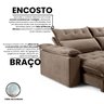 Sofá Retrátil e Reclinável Molas Ensacadas 2,10m Orquídea Vivaro Decor Suede Capuccino - 5
