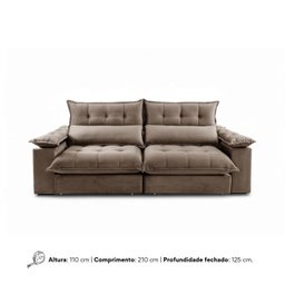 Sofá Retrátil e Reclinável Molas Ensacadas 2,10m Orquídea Vivaro Decor Suede Capuccino - 8