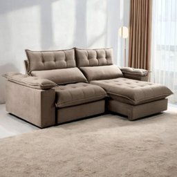 Sofá Retrátil e Reclinável Molas Ensacadas 2,10m Orquídea Vivaro Decor Suede Capuccino - 7