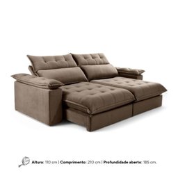 Sofá Retrátil e Reclinável Molas Ensacadas 2,10m Orquídea Vivaro Decor Suede Capuccino - 9